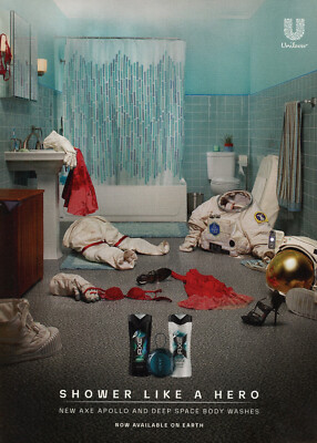 AXE #25 Magazine PRINT AD  ''SHOWER LIKE A HERO''