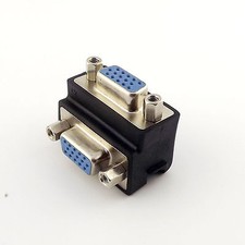 1x Right Angle 90  Degree 15 Pin VGA SVGA Female to VGA Female Adapter Converter