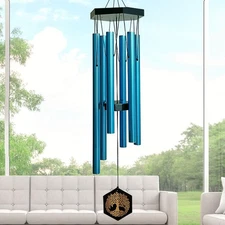 33" Tree of Life Memorial Wind Chimes | Soothing Blue Sympathy Wind Chime for...