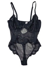 Auden Black Sheer Lace Underwire Lingerie Bodysuit Teddy Size Large
