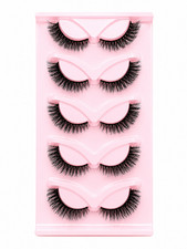 5 Pairs False Eyelashes Wispy Fluffy 3D Volume Strip Lashes Natural Glam
