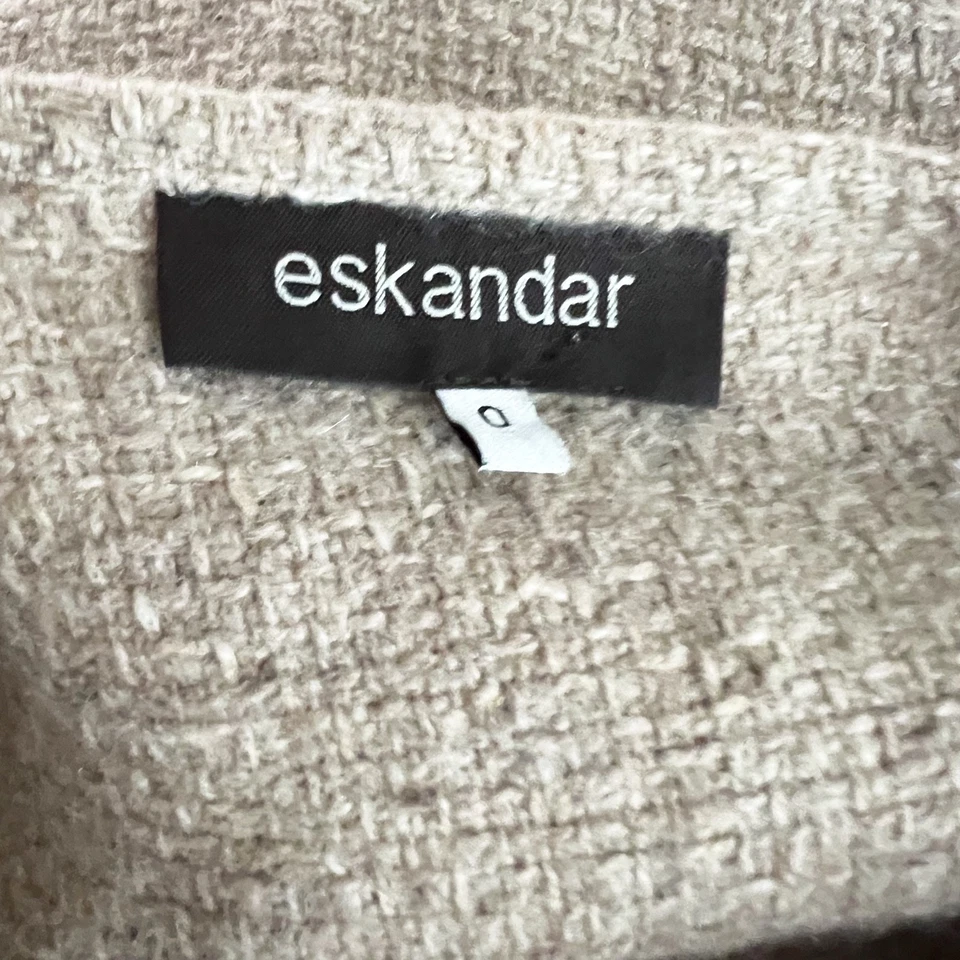 Eskandar 100% Cashmere Knit Waterfall Open Collar Cardigan Sweater Beige Tan L - Image 2 of 4
