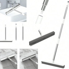 Long Handle Floor Scrubbing Brush with Squeegee 2 in 1 Hard Floor Scrubber Brush