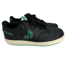 Nike Court Vision 13 Low Black Green Plaid Swoosh Sneakers Men's FD0321 010