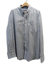 Izod Advantage Performance Blue  White Plaid Button Down L/S Shirt Size XL