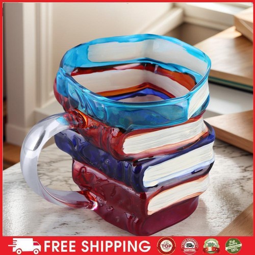 Painted Book Mug Novelty Book Stack Coffee Mug Decorative for Desktop Decoration