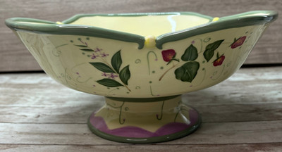 PartyLite Garden Lites Pedestal Bowl RETIRED New/Box P8095 Strawberry & Leaves