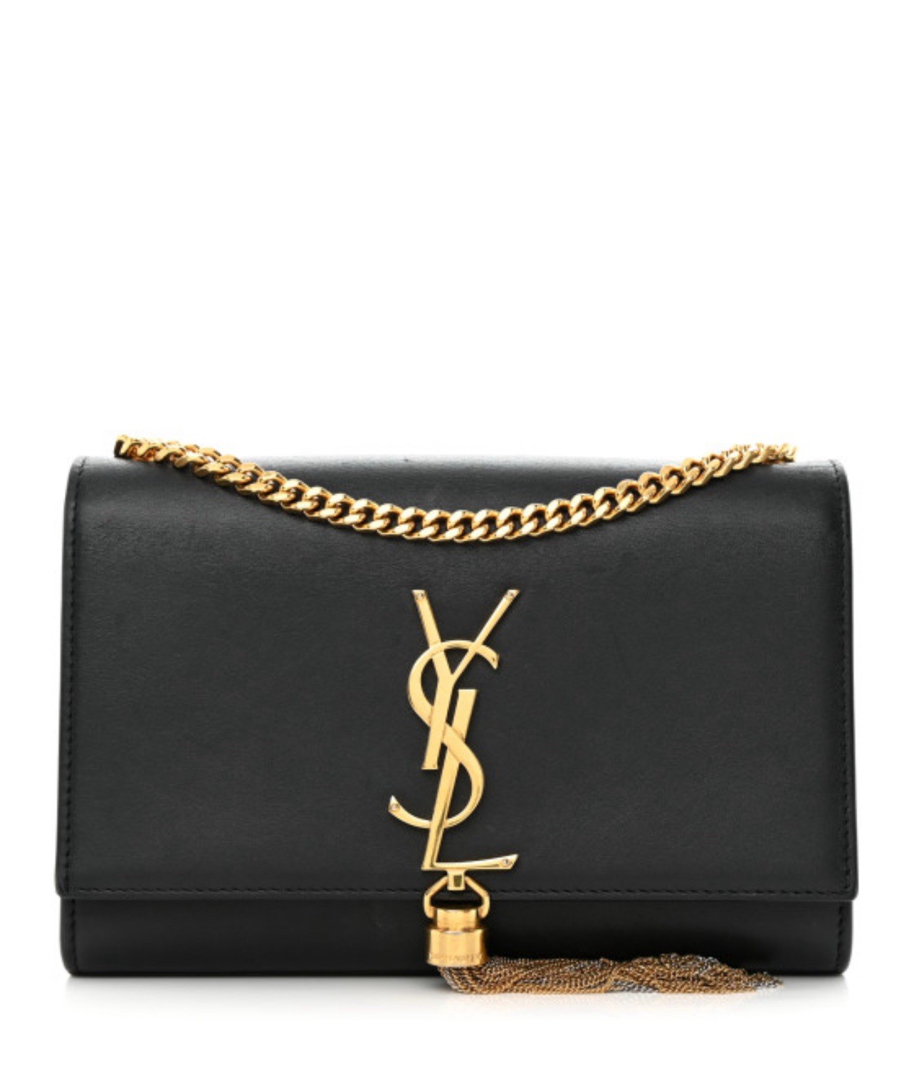 Borsa a tracolla SAINT LAURENT in pelle di vitello piccola classica monogramma Kate nappa nera