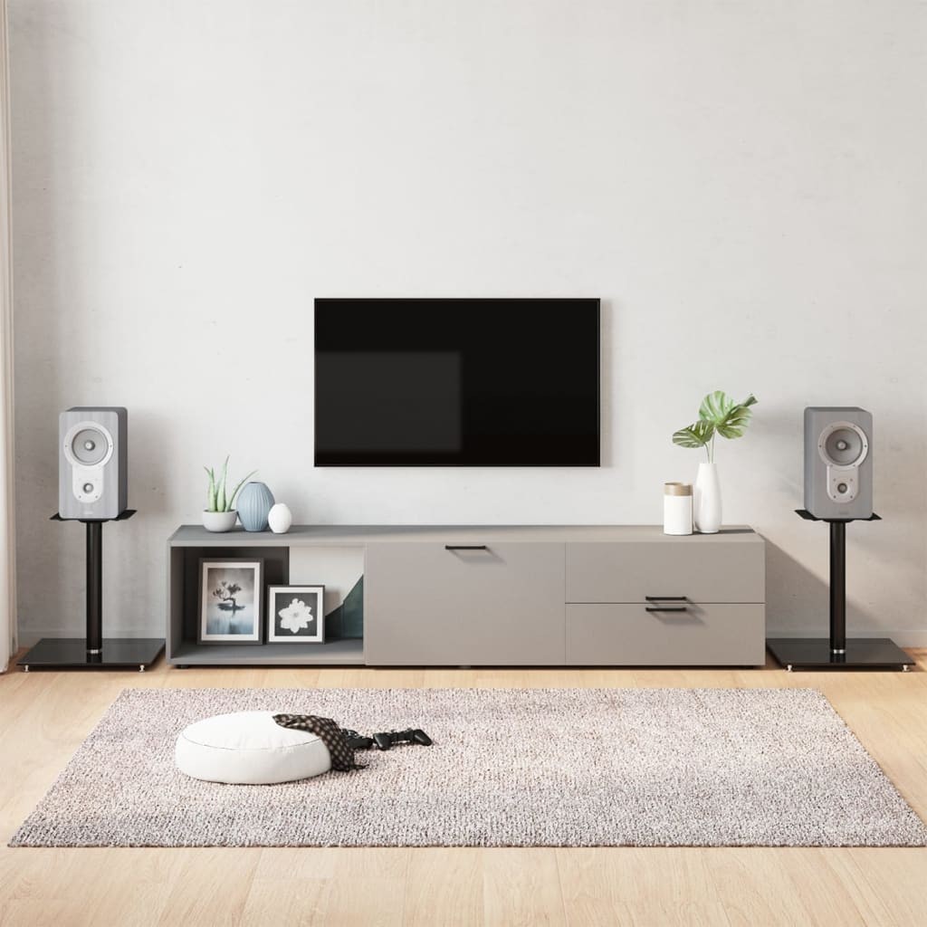 Supporti Casse 2pz Design Minimalista Nero - Vetro e Alluminio