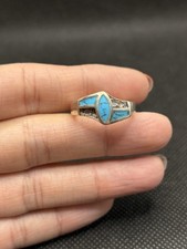 Ancienne Bague En Argent Massif 925 Jonc Alliance Anneaux Créateur Turquoise