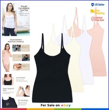 Cotton Camisole 4 Pack Slim Fit Adjustable Spaghetti Strap Tops For Layering