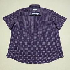 Mizzen Main Men XL Slim Fit Short Sleeve Button Down Shirt Performance Menswear