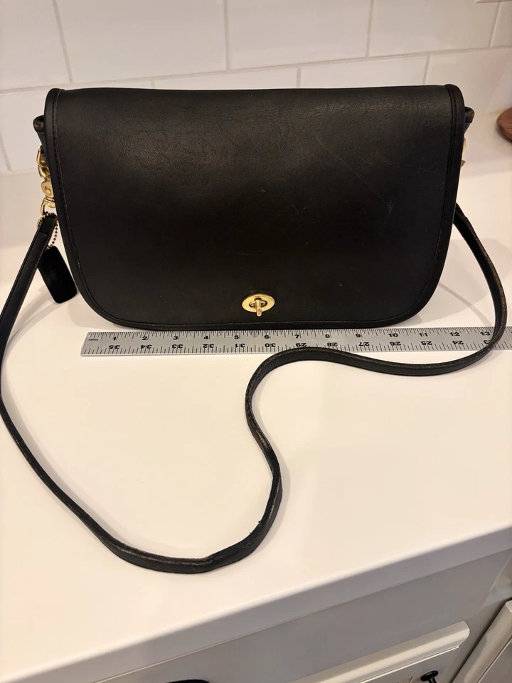 Bolsa tiracolo vintage Coach Companion Flap couro preto 4642 NYC EUA com certificado - Imagem 4 de 4