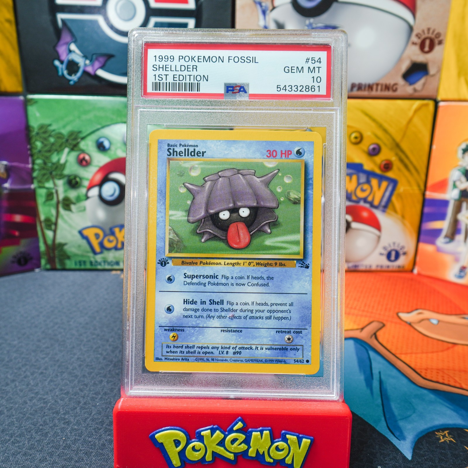 PSA 10 GEM MINT 1999 Pokemon Game 1st Edition Fossil Shellder 54