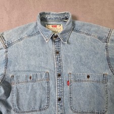 Vintage Levis Denim Shirt Mens Medium Blue Long Sleeve Button Down Chest Pocket