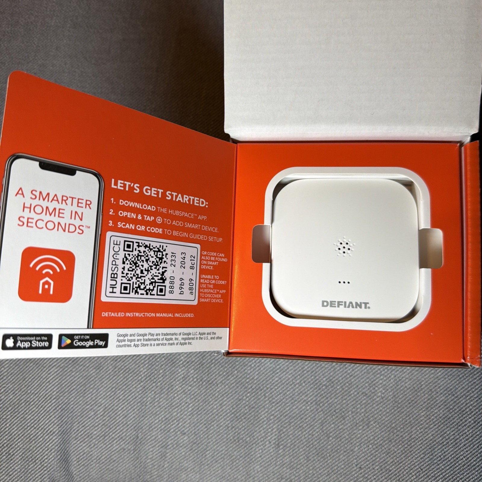 Defiant Smart Water Leak Detector SWLZ20BWB Hubspace Alexa Google, New, Open Box