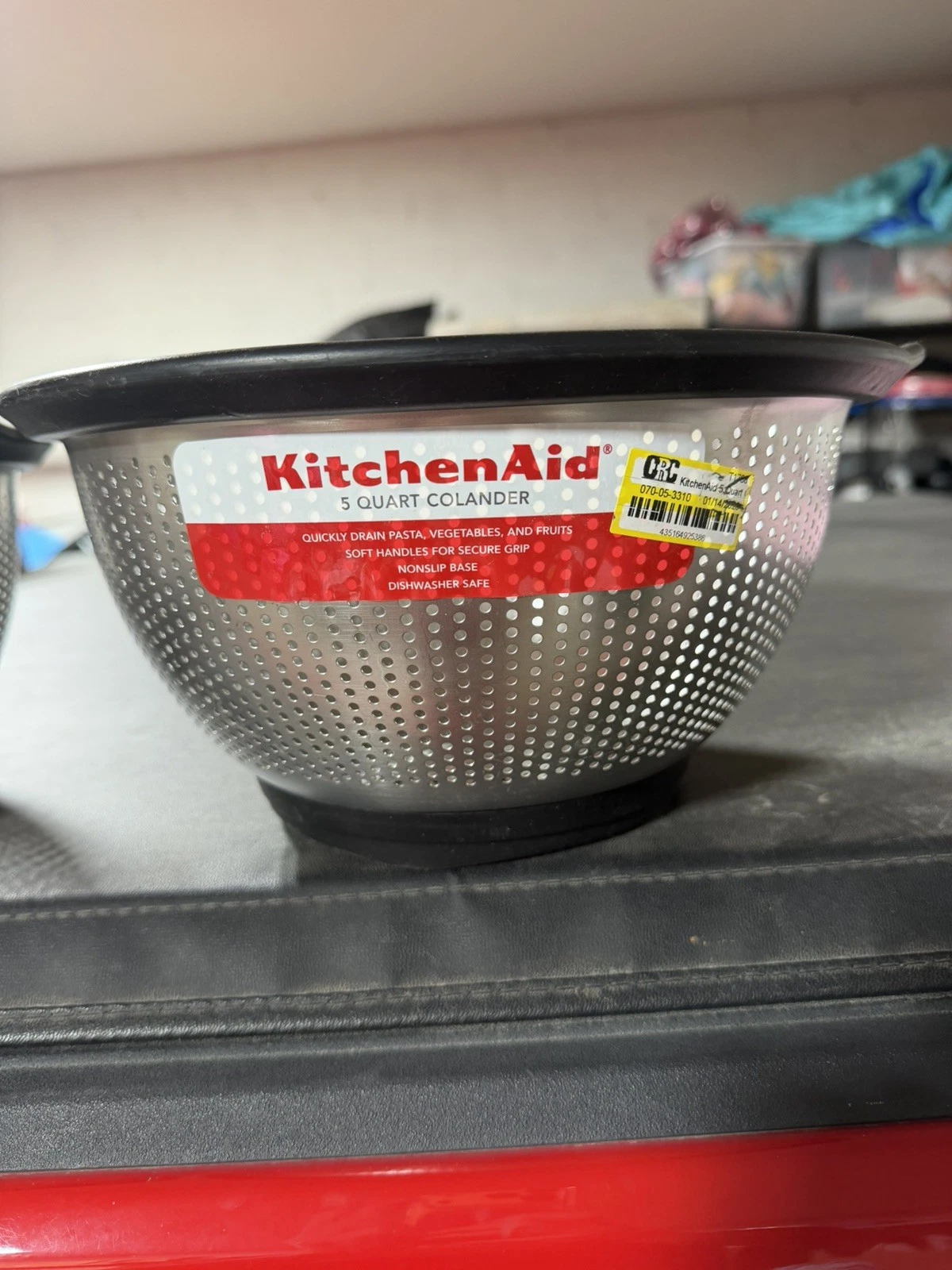 New KitchenAid 3 Quart Colander Strainer Classic Stainless Steel
