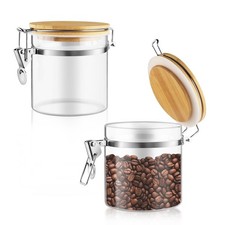 2 Pcs 700ml/23oz Clear Glass Jars Airtight Storage Jars Locking Glass Contain...