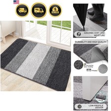Indoor Outdoor Door Mat, 32x20 Non-Slip Absorbent Dirt Trapper, Low-Profile W...