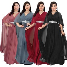 Dubai Women Abaya Muslim Kaftan Rhinestone Long Dress Evening Party Turkey Gown
