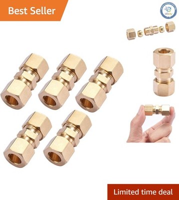 5-Piece Brass Straight Coupling Adapter Set - 3/8'' OD Compression Connectors