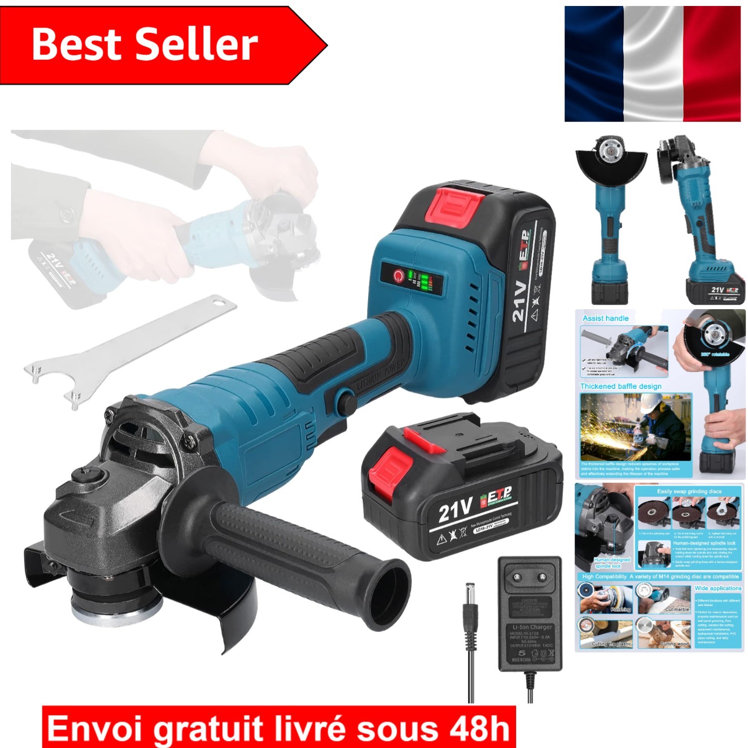Meuleuse d'angle 125mm Weytoll pour éliminer la rouille sans fatigue