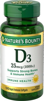 Nature's Bounty Vitamin D3 Supplement, Supports 120 Count (Pack of 1) 
