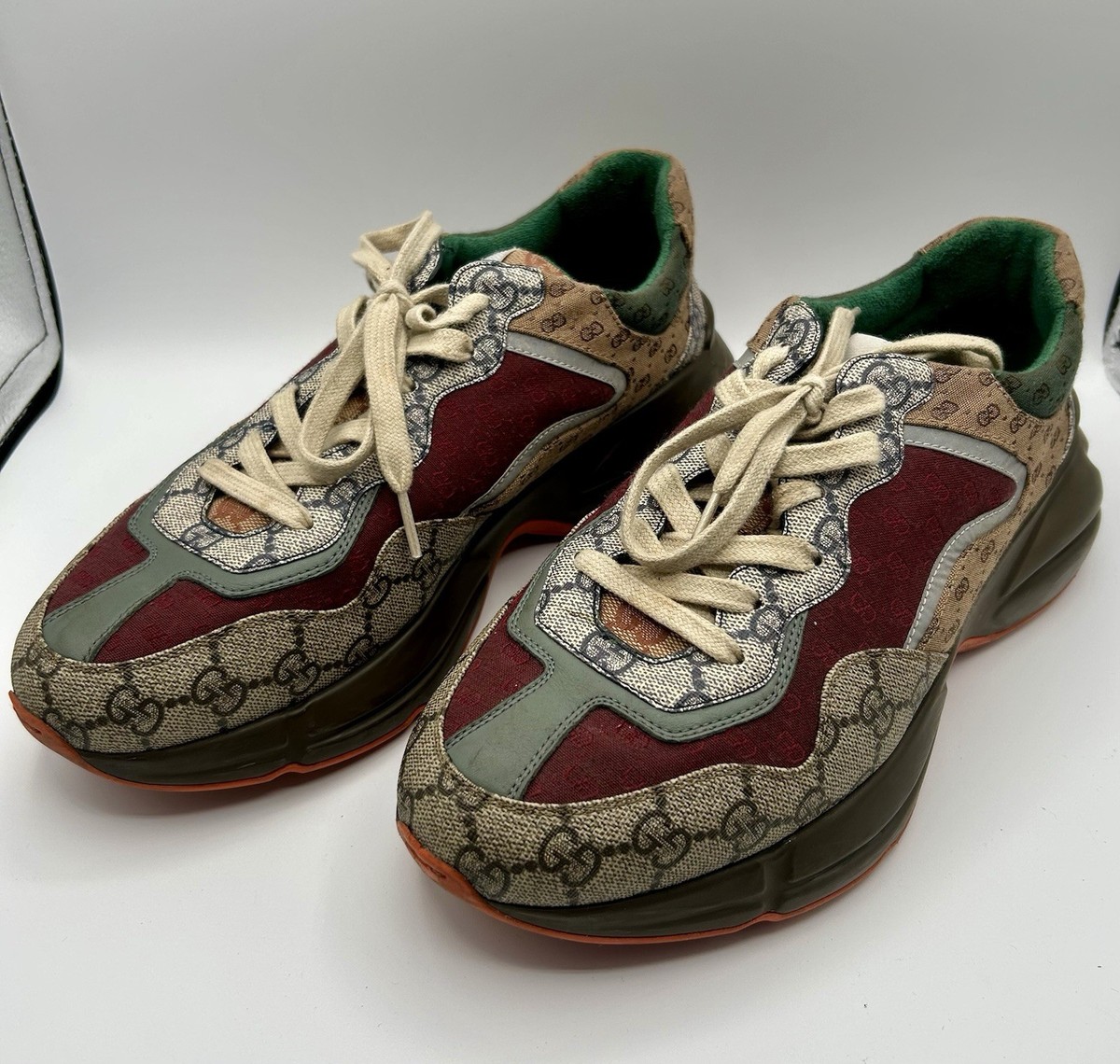 Gucci GG Rhyton Sneaker Multicolor Canvas Men's Size 8+G US 9 Box