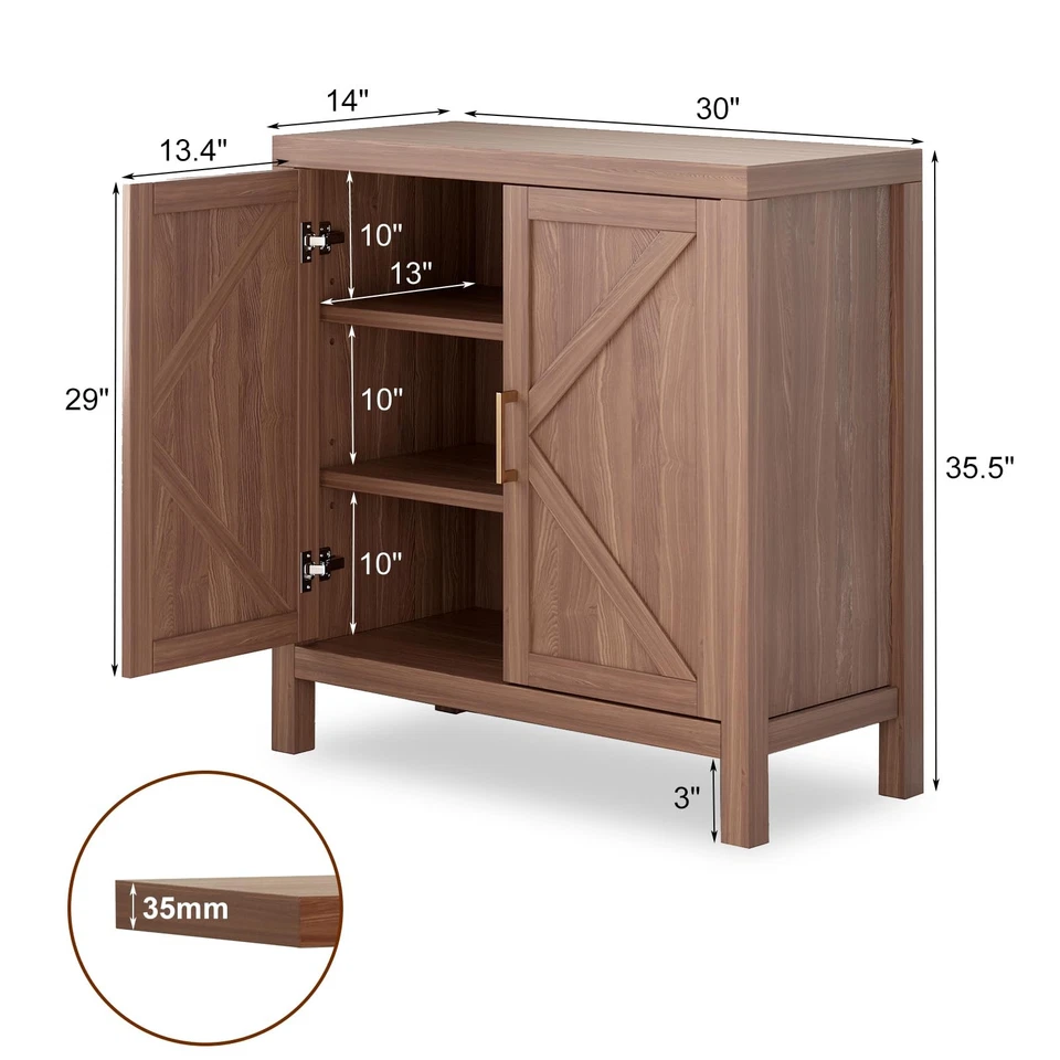 Sideboard Buffet Storage Cabinet, 3 Tier Coffee Bar Cabinet with Adjustable S... - Image 3 of 4