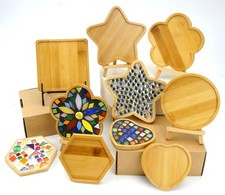 6pcs Wooden Mosaic Base, Various Shapes Substrates for Mosaic Crafts DIY Mosa...
