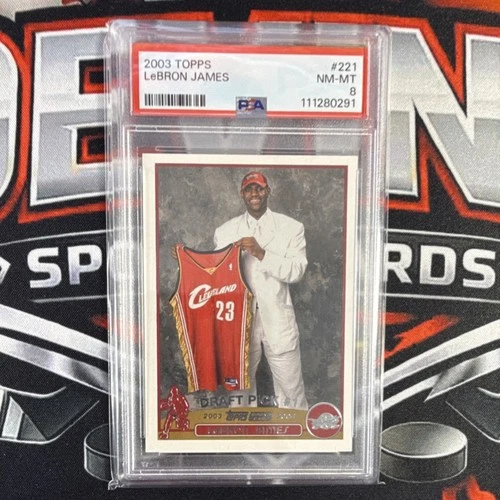 Topps 2003-04 Draft Pick Rookie LeBron James #221 Cavaliers PSA 8