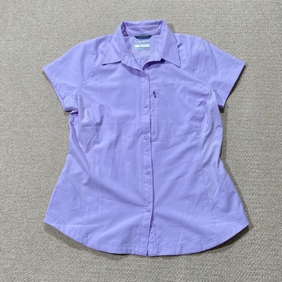Columbia Hemd Damen Large Slim Fit Flieder Lila Kurzarm Omni Shade Nylon