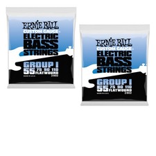 2 PACK Ernie Ball 2802 Flatwound Group I Electric Bass Guitar Strings gauges 55-