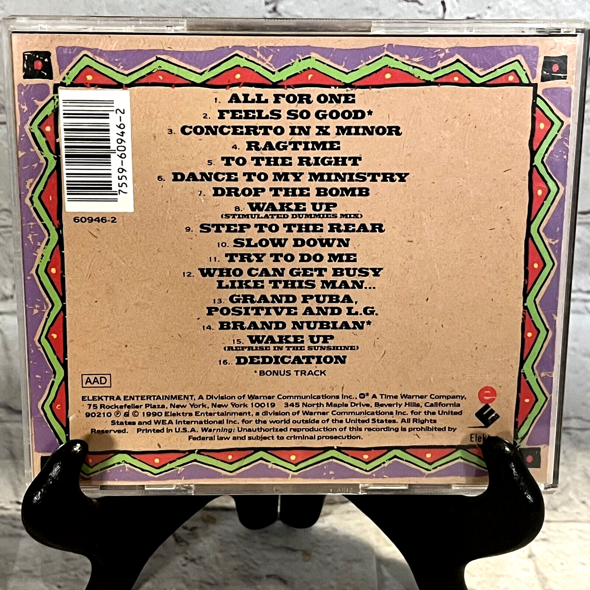 Brand Nubian One for All Hip Hop CD 1990 Elektra Grand Puba