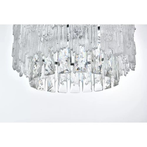 Crystal Chandelier Flush Mount Chrome Living Dining Room Light Fixture 12 inch - Picture 6 of 10
