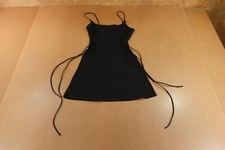 ASOS Womens Size 4 Black Lattice Tie Side Square Neck Flippy Mini Dress NWT