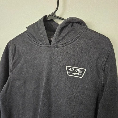 Vans Youth Large Black Hoodie White Logo Sweatshirt Pullover Skater Casual - Picture 2 of 6