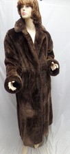 Amazing Unique Brown Reversible Sheared Beaver Coat With Belt Size L 12 14
