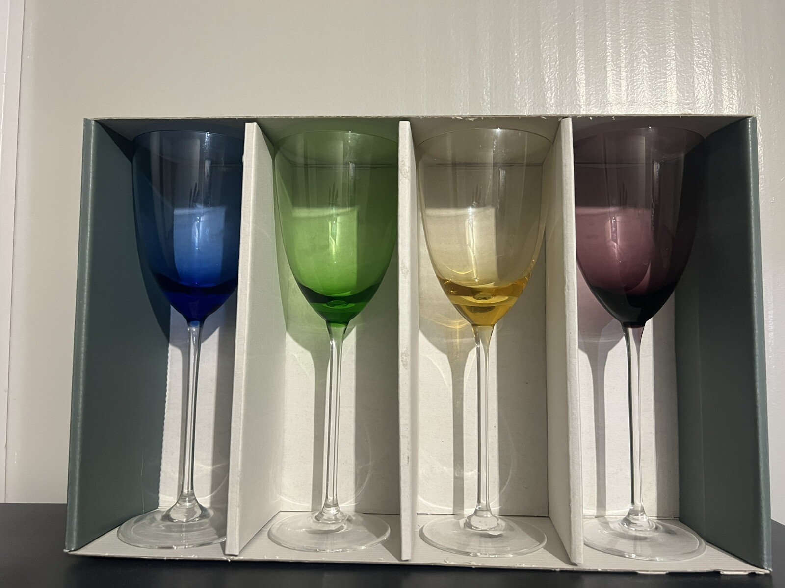 1999 Lenox Assorted Color Gems Wine Long Stem Wine Glasses ( BB)