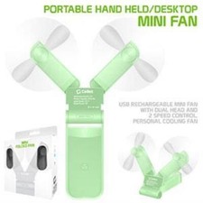 Mini Fan, Folding Handheld Fan 500mAh Dual Fan Heads - Green