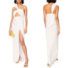 Just BEE Queen Harlow Dress White Cutout One Shoulder Maxi Size M retail $625