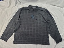 NWT Arrow Sweater Gray Check Pullover Henley Cotton Mens xXL
