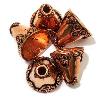 4 PCS 28X13MM TWISTED WIRE BALI CONE CAP END BEAD ANTIQUE COPPER 77 SBI-431