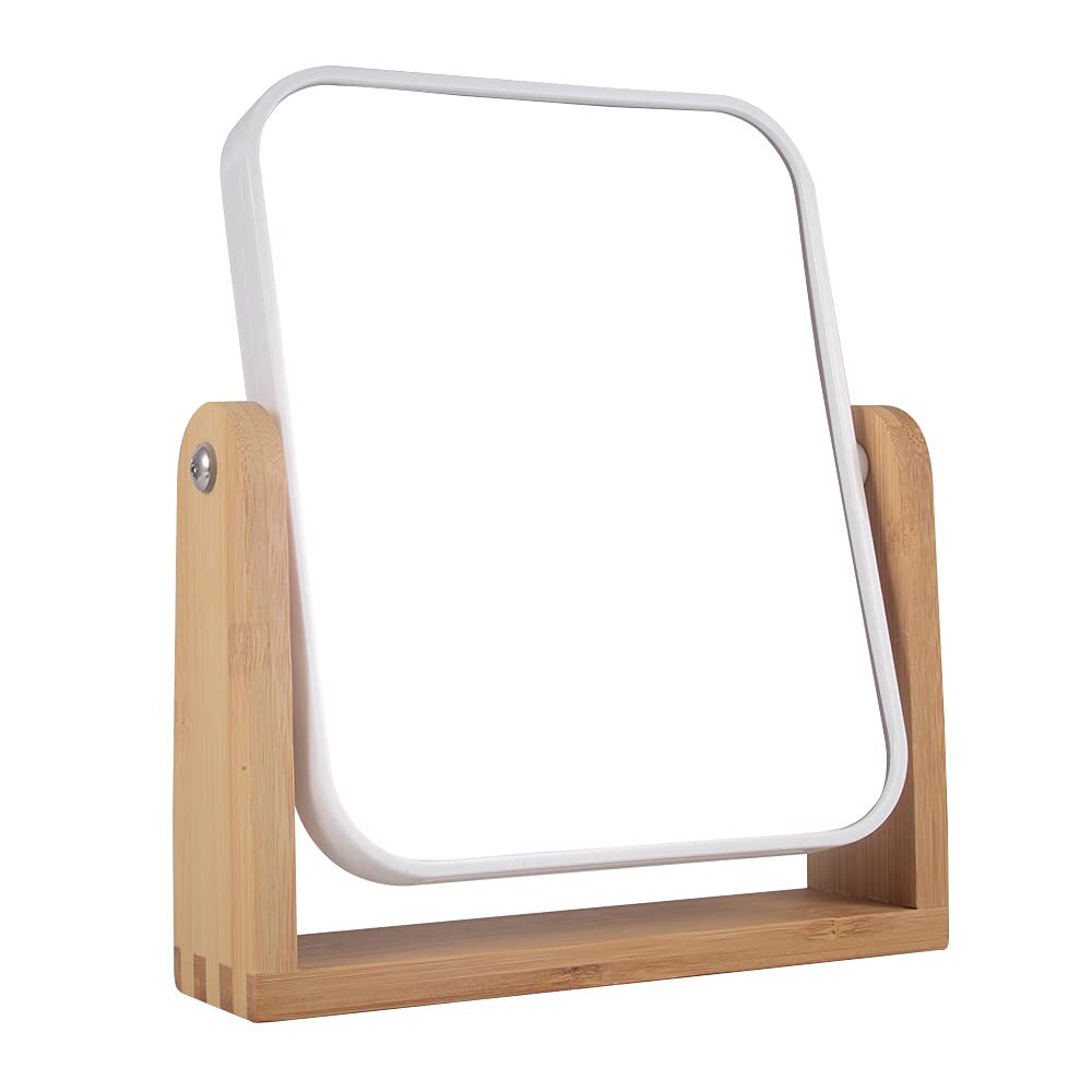 Makeup Mirror with Natural Bamboo Stand, 1X/3X Magnification Double Sided 360...-image