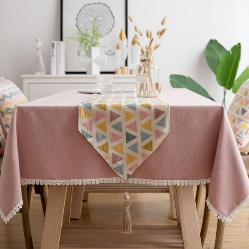 Luxury Print Formal Table Runner Bed Flag Tablecloth Rectangle Home Decor Tassel - Picture 34 of 35