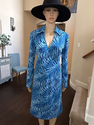 Express Wrap Dress Size 7/8 (M) Woman's Knit Long Sleeve Collared Tie Waist  | eBay