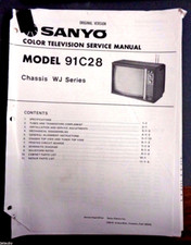 SANYO Vintage Original Color Television TV Model 91C28 Chassis WJ Series MANUAL