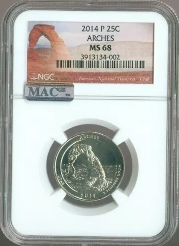 2014-P Arches Quarter NGC MS68 MAC Quality 