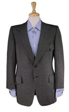 Vintage 60's Men's Blazer Gray Black Knit Woven 2-Btn Blazer Jacket 38R