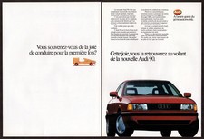 1988 AUDI 90 Vintage Original 2 page Print AD Red car first drive French Canada